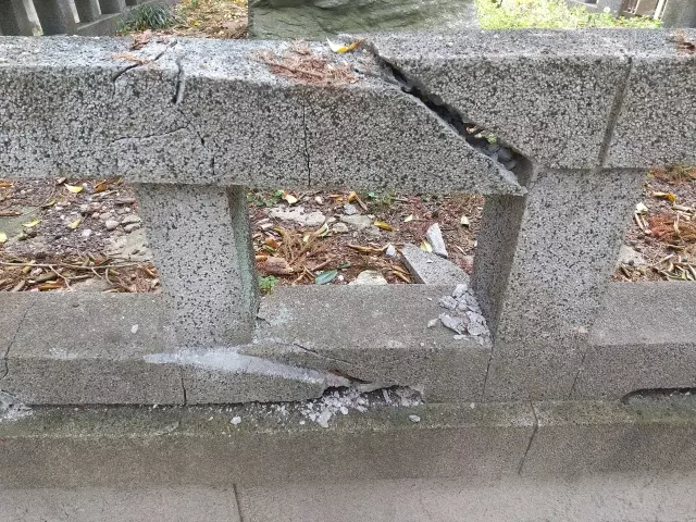 墓石のひび割れ